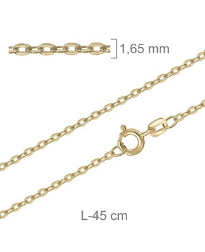 Cadena Forza Pisada 45cm de Plata Ley con Baño de Oro