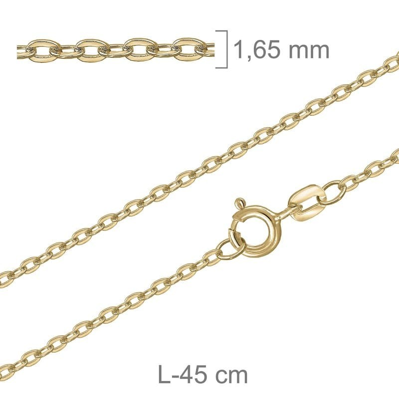 Cadena Forza Pisada 45cm de Plata Ley con Baño de Oro