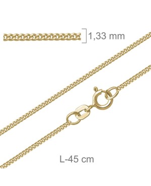 Cadena Barbada Lapidada 45cm de Plata Ley con Baño de Oro