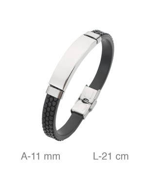 Pulsera de Acero y Caucho Negro