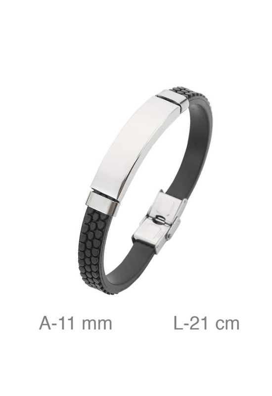 Pulsera de Acero y Caucho Negro