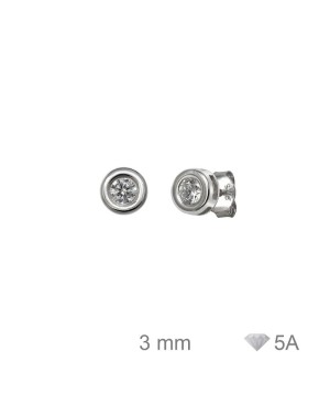 Pendientes Chaton 3mm con Circonitas de Plata Ley