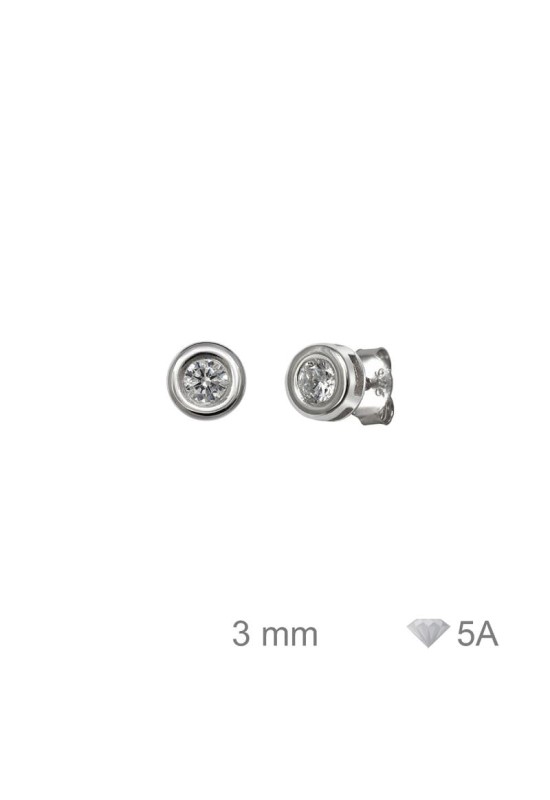 Pendientes Chaton 3mm con Circonitas de Plata Ley