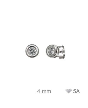 Pendientes Chaton 4mm con Circonitas de Plata Ley