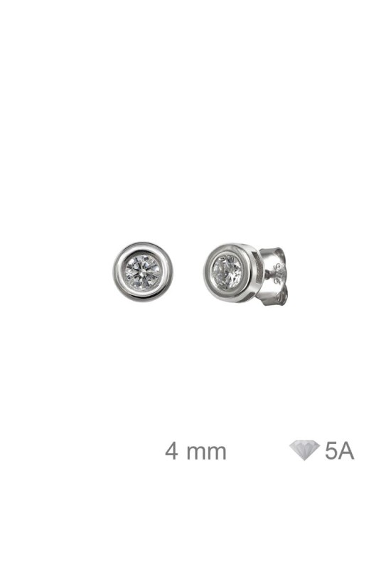 Pendientes Chaton 4mm con Circonitas de Plata Ley