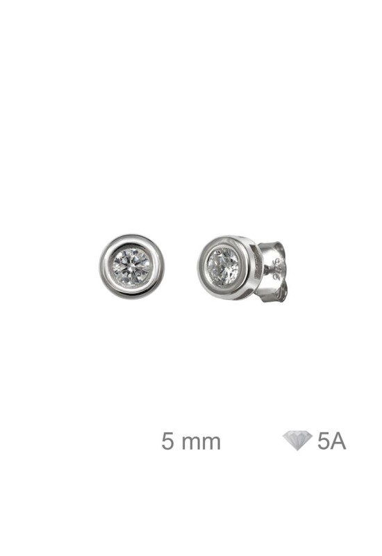 Pendientes Chaton 5mm con Circonitas de Plata Ley