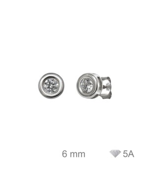 Pendientes Chaton 6mm con Circonitas de Plata Ley