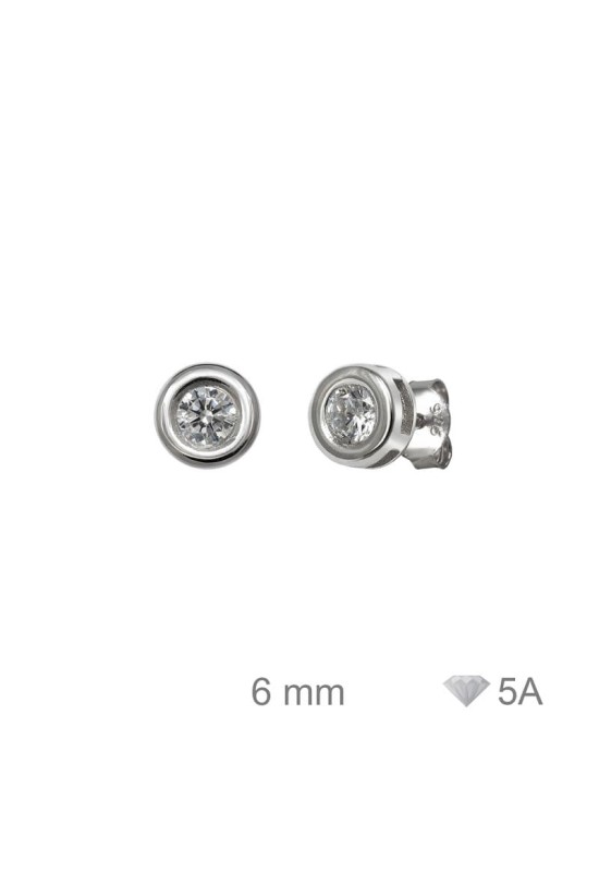 Pendientes Chaton 6mm con Circonitas de Plata Ley