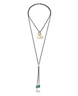 Collar Viceroy de Acero Dorado Ágata Verde y Perla 14344C01010