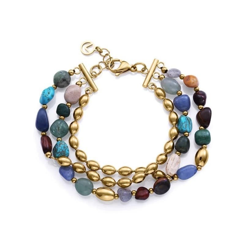 Pulsera Viceroy de Acero Dorado y Piedras Naturales 14276P01016