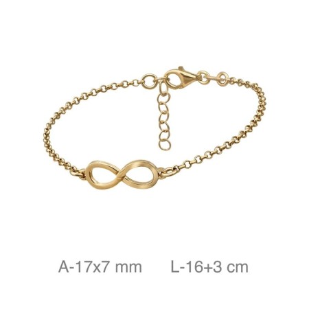 Pulsera Infinito de Plata Ley Bañada en Oro