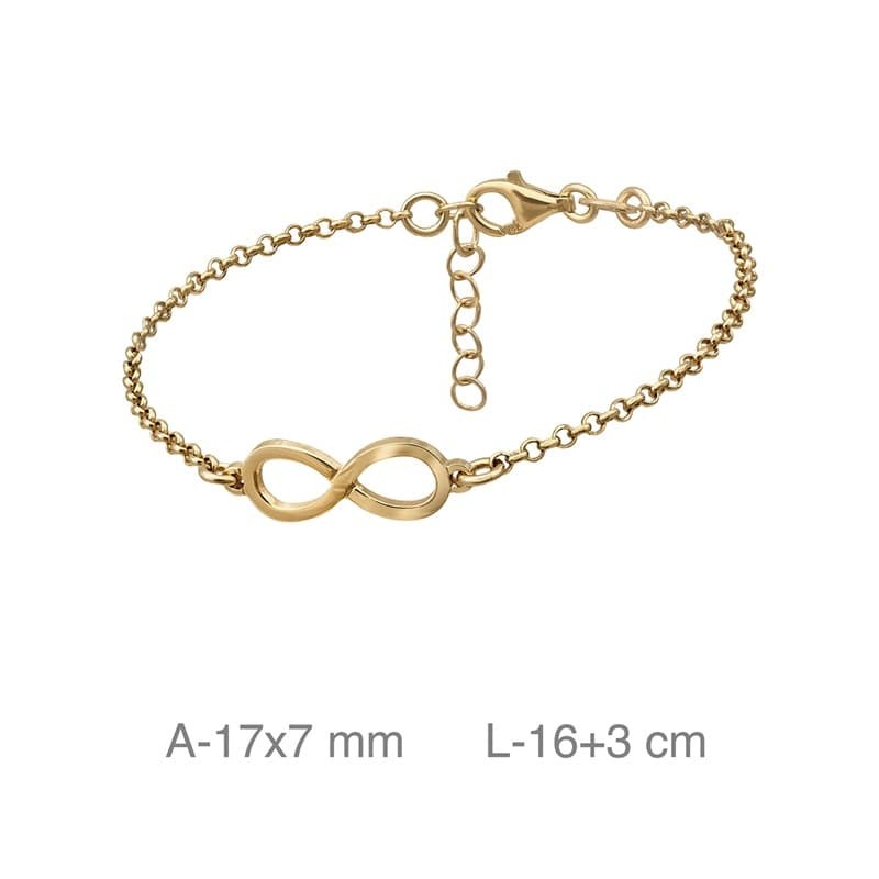 Pulsera Infinito de Plata Ley Bañada en Oro