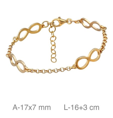 Pulsera Infinito de Plata Ley Bañada en Oro