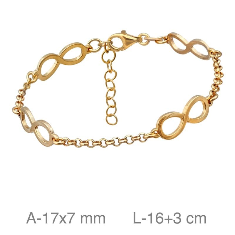 Pulsera Infinito de Plata Ley Bañada en Oro