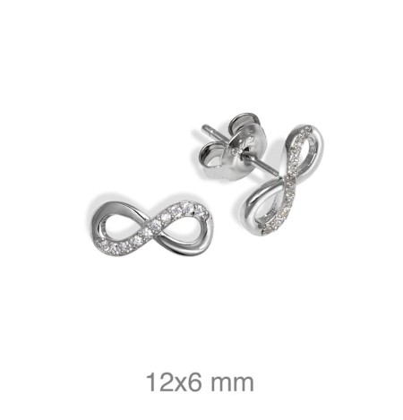 Pendientes Infinito con Circonitas en Plata Ley
