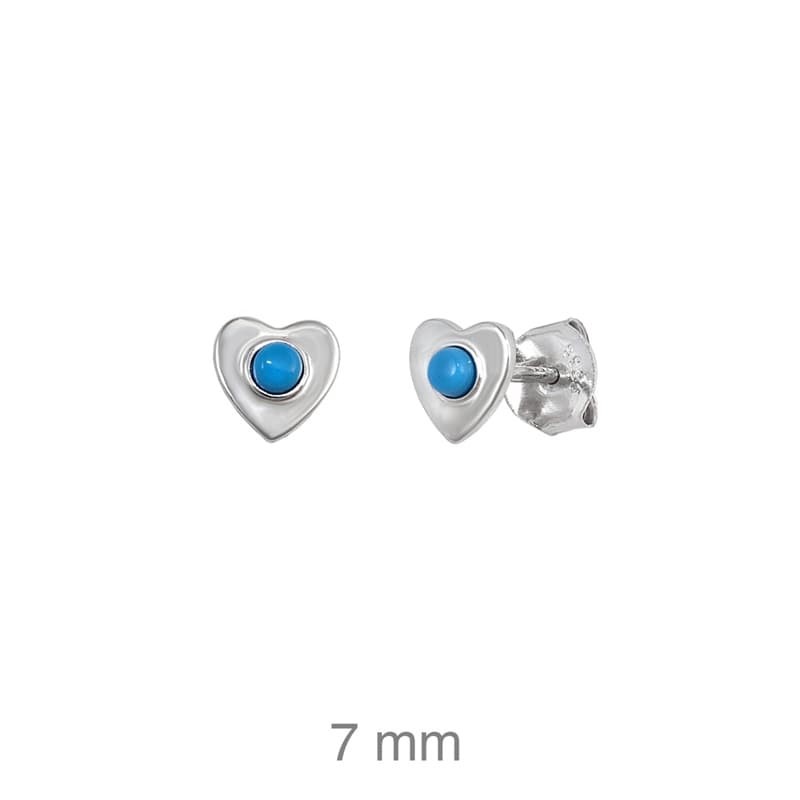 Pendientes Corazón con Gema Azul en Plata Ley