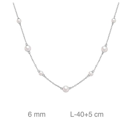 Collar Cadena con Perlas en Plata Ley
