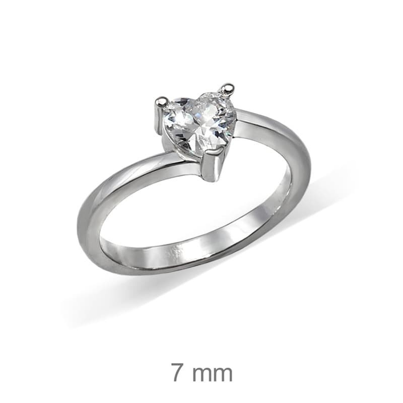 Solitario con Circonita Corazón de Plata Ley