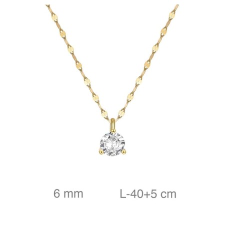 Collar  con Circonita de Plata Ley Bañada en Oro