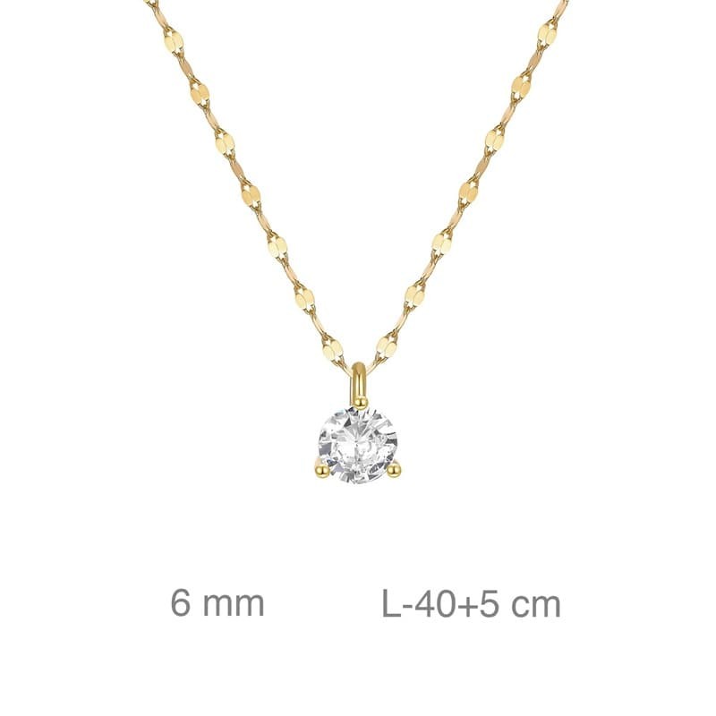 Collar  con Circonita de Plata Ley Bañada en Oro