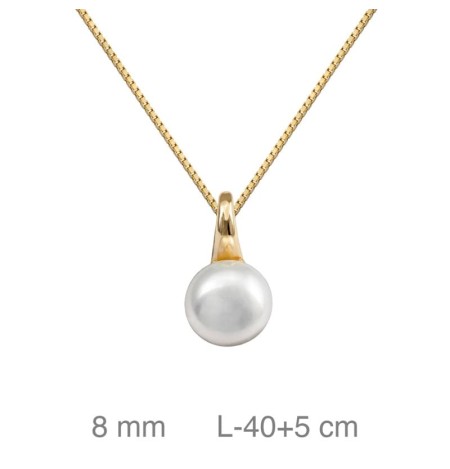 Collar con Perla de Plata Ley Bañada en Oro