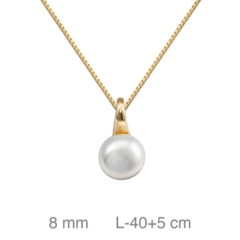 Collar con Perla de Plata Ley Bañada en Oro