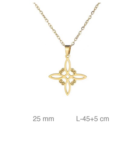 Cadena con Nudo de Brujas en Acero Dorado