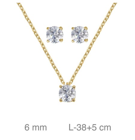 Conjunto con Circonita en Plata de Ley con Baño de Oro