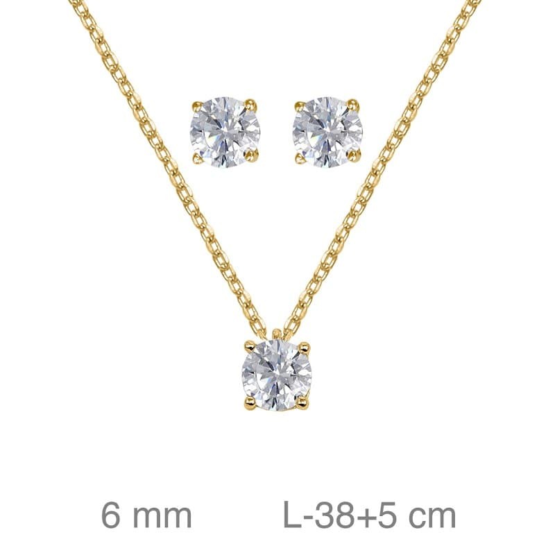 Conjunto con Circonita en Plata de Ley con Baño de Oro