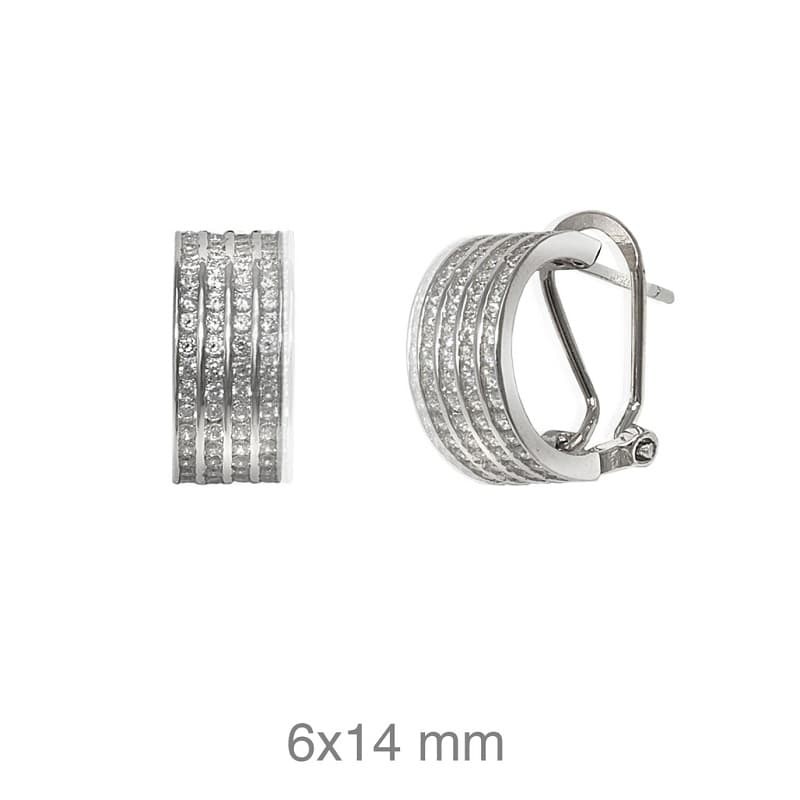 Pendientes Omega con Circonitas de Plata Ley