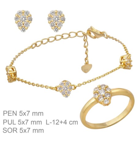 Juego Comunión con Circonitas de Plata Ley Bañada en Oro