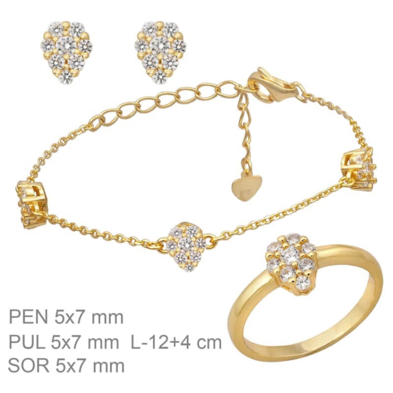 Juego Comunión con Circonitas de Plata Ley Bañada en Oro