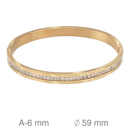 Brazalete de Acero Riviere con Circonitas Bañado en Oro