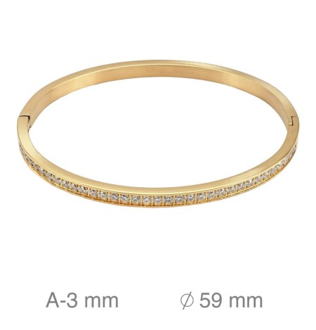 Brazalete de Acero Riviere con Circonitas Bañado en Oro