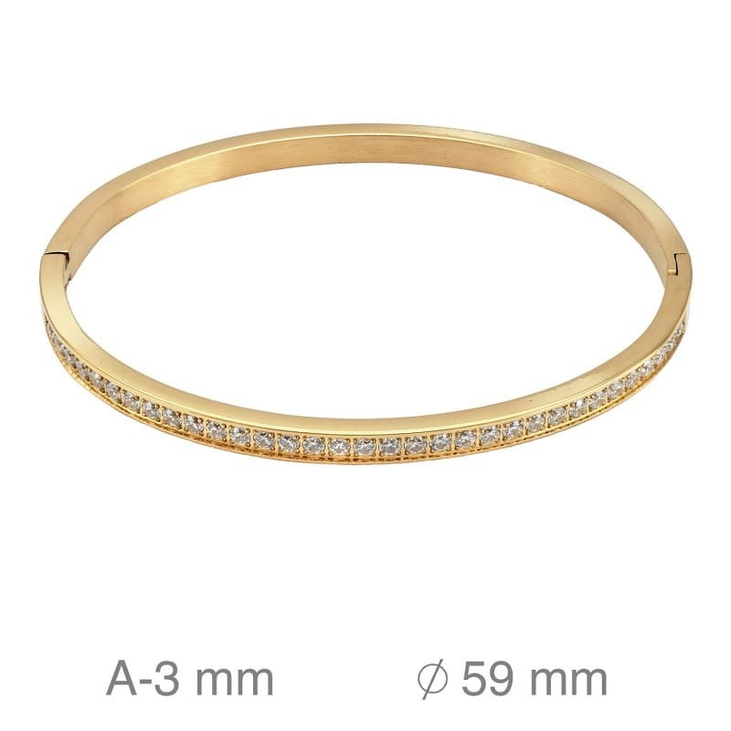 Brazalete de Acero Riviere con Circonitas Bañado en Oro