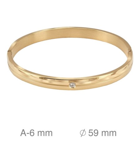 Brazalete de Acero Riviere con Circonita Bañado en Oro