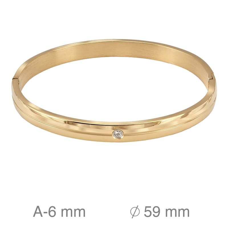 Brazalete de Acero Riviere con Circonita Bañado en Oro