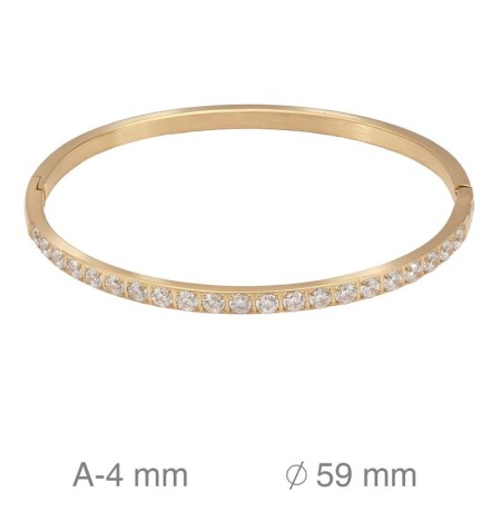 Brazalete de Acero Riviere con Circonitas Bañado en Oro