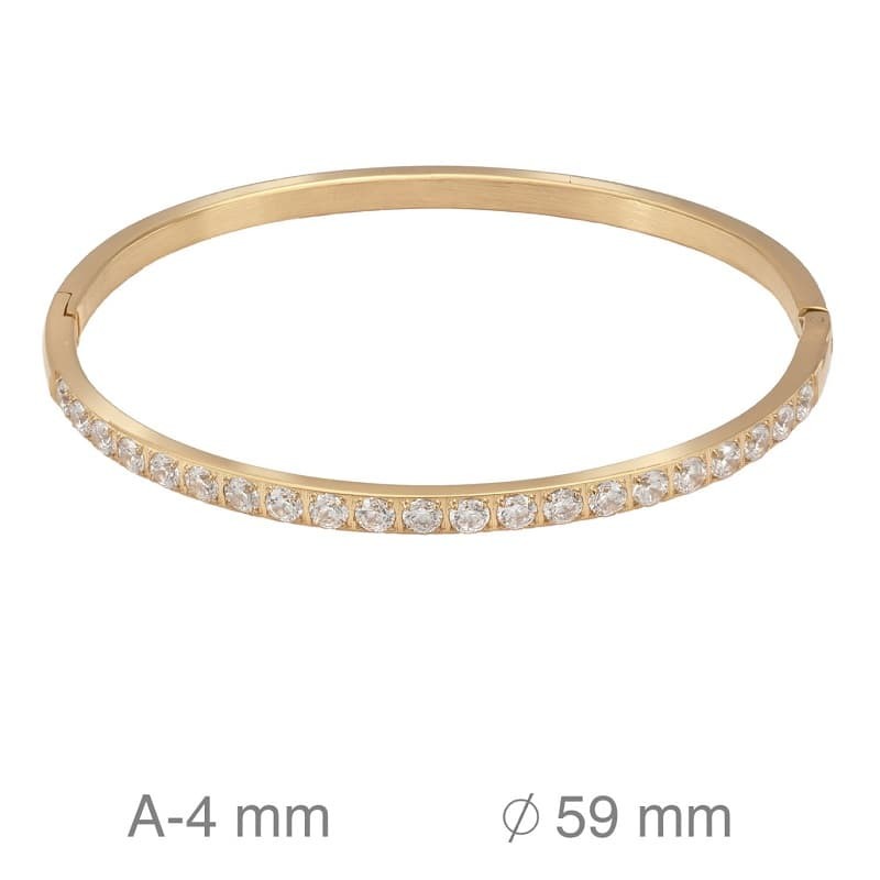 Brazalete de Acero Riviere con Circonitas Bañado en Oro