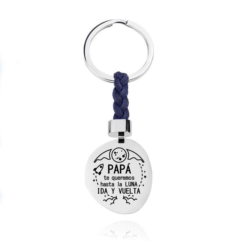 Llavero Papá te queremos hasta la LUNA de Acero