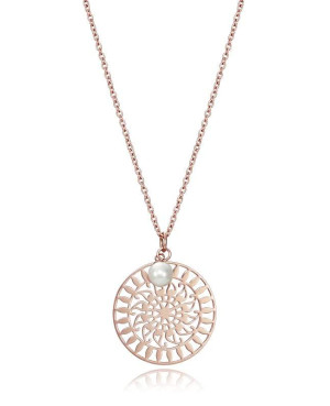 Collar Viceroy Fashion Placa Calada y Perla Acero Rose