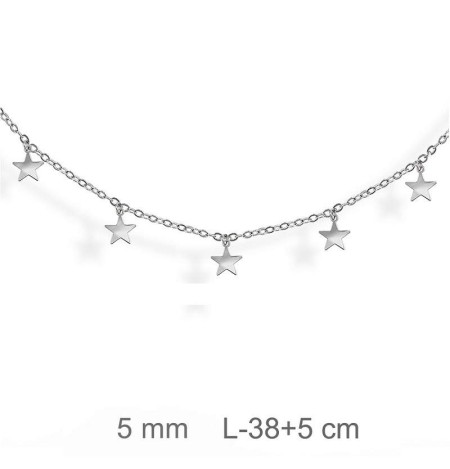 Collar Charms Estrellas Plata Ley