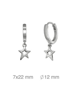 Pendientes Aros con Estrella Plata Ley