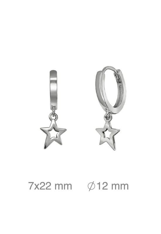 Pendientes Aros con Estrella Plata Ley