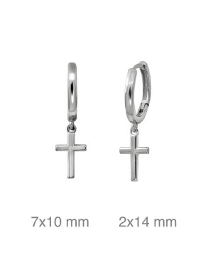 Pendientes Aros con Cruz Plata Ley