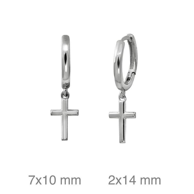 Pendientes Aros con Cruz Plata Ley