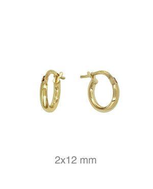 Pendientes Aros Media Caña Plata Ley con Baño de Oro