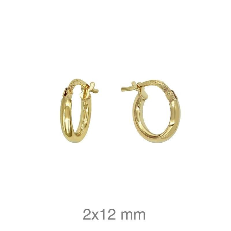 Pendientes Aros Media Caña Plata Ley con Baño de Oro