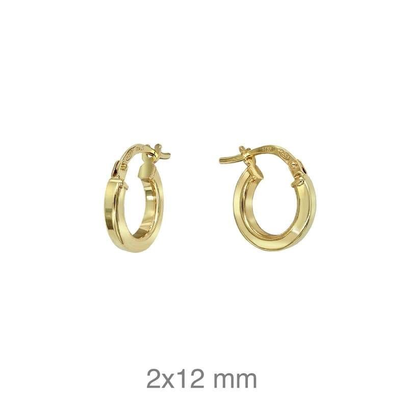 Pendientes Aros Cuadrados Plata Ley con Baño de Oro