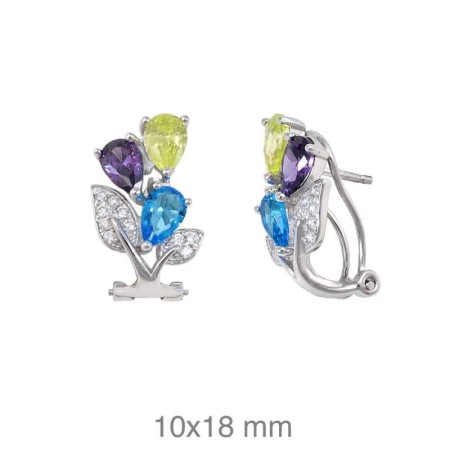 Pendientes Omega Hojas Plata Ley